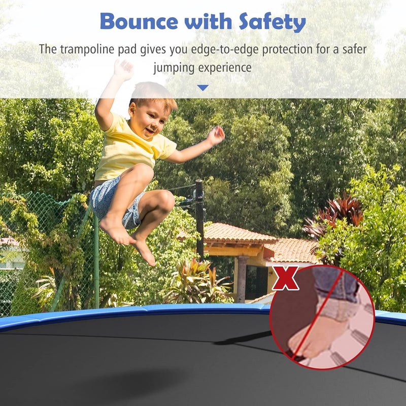 GYMAX Trampoline Spring Cover, 8/10/12/14/15/16FT Trampoline Replacement Safety Pad, Waterproof & Tear-Resistant All-Weather Trampoline Accessories, No Holes for Poles - Image 2